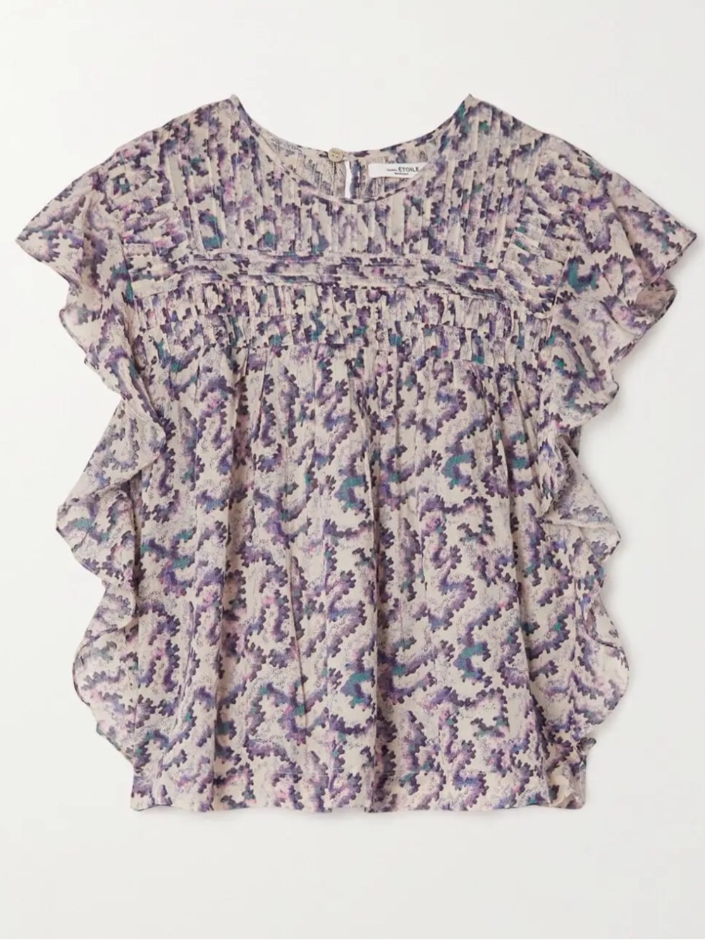 Isabel Etoile Marant Organic Cotton Short Sleeve Blouse, Size 40 French (Medium)